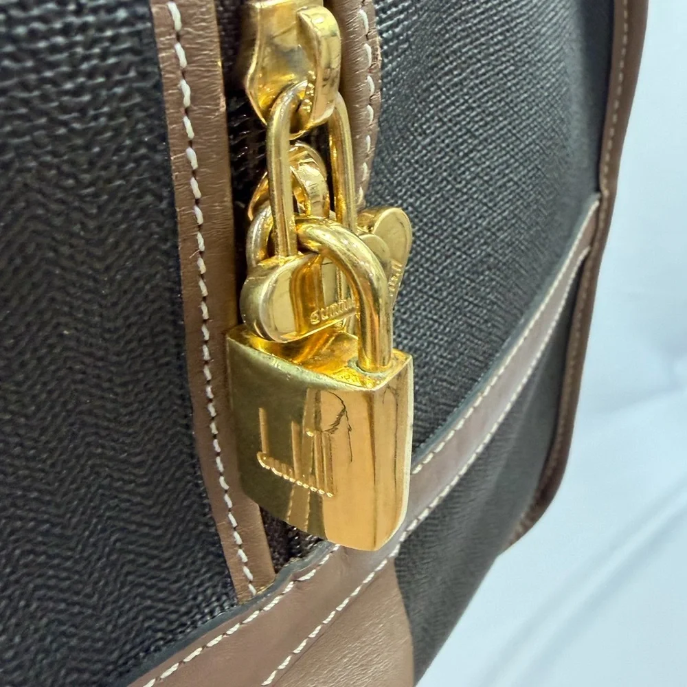 Vintage Dunhill Weekender Duffel Travel Bag Leather Trim W Lock Key
